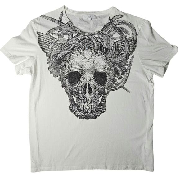 Oodji Tops - OODJI White 100% Cotton Crewneck T-Shirt with Skull XL PTP 21.5 L26